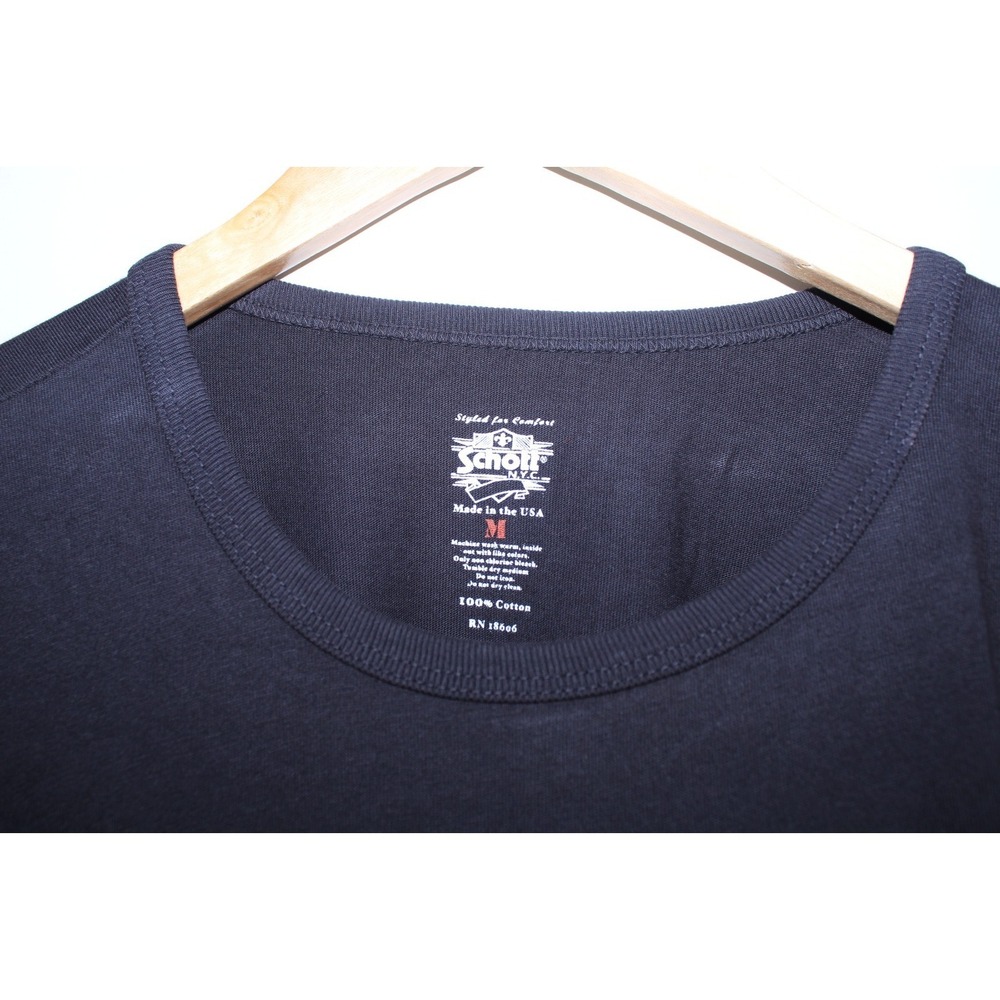 NWT Schott NYC Men's Medium Black Beige Short Sleeve Round Neck T-Shirt - Picture 2 of 9